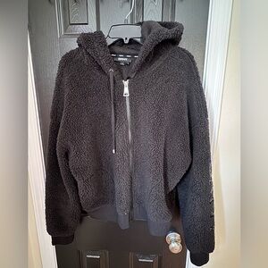 DKNY Black Teddy Sherpa Zip Hoodie